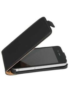 Кожаный чехол для iPhone 5/5s (Flip cover) черный