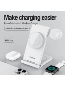 Беспроводное зарядное устройство для смартфона, наушников и часов Nillkin MFI PowerTrio 3-in-1 Wireless MagSafe Power Charger for Apple Watch