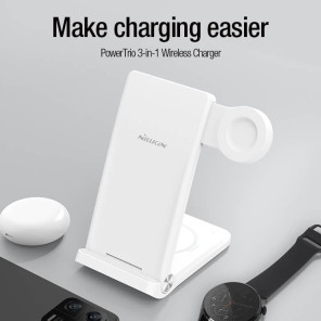 Беспроводное зарядное устройство для смартфона, наушников и часов Nillkin PowerTrio 3-in-1 Wireless Universal Power Charger for Xiaomi Watch S1 Pro