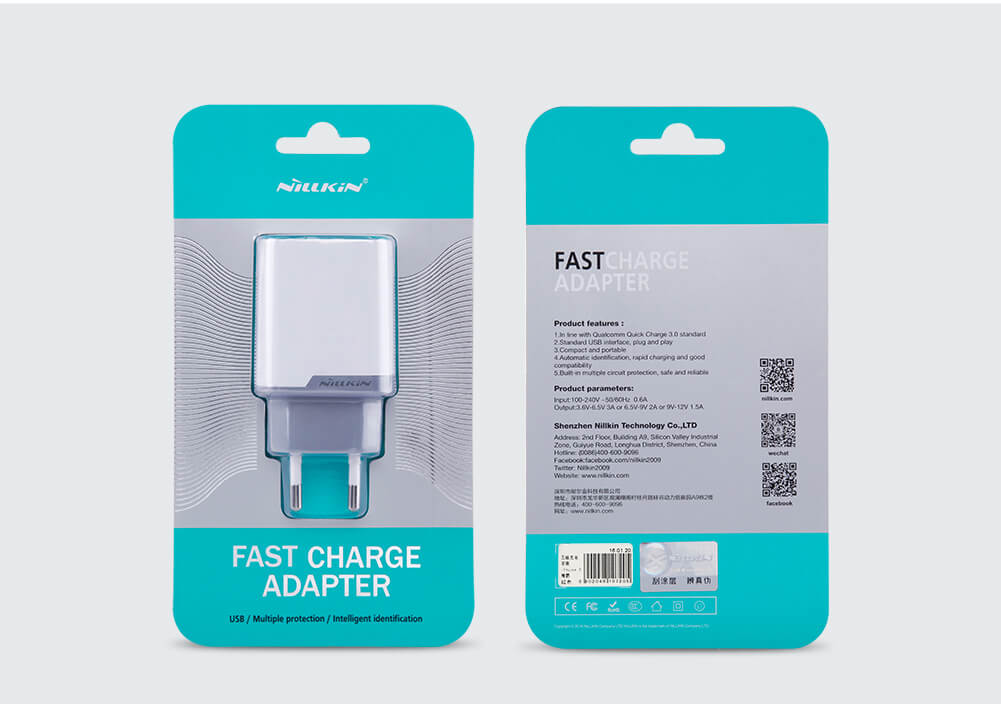 Зарядное устройство NILLKIN Fast Charge Adapter Quick Charge 3.0 (вилка Евро)