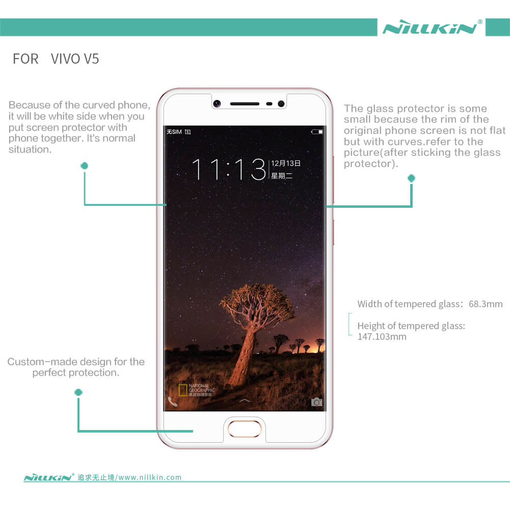 Защитное стекло NILLKIN для Vivo V5 (Y67) (индекс H)