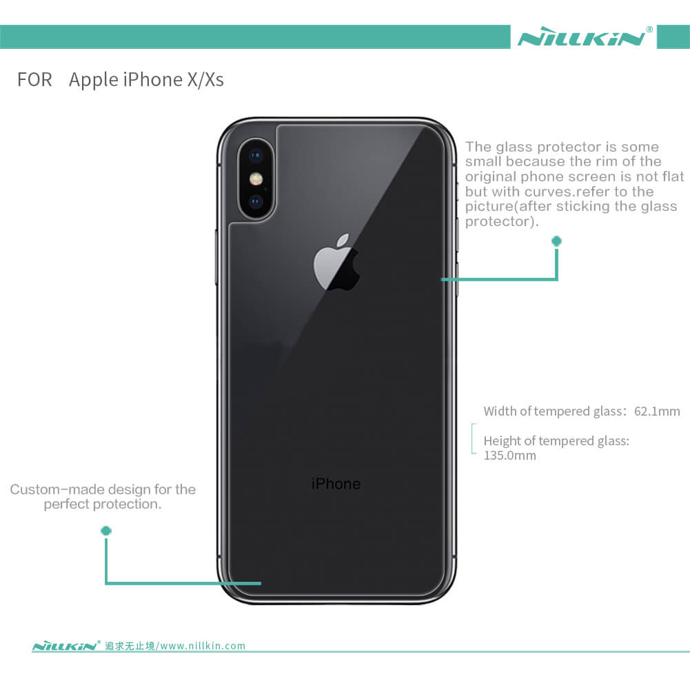 Защитное стекло NILLKIN на заднюю панель для Apple iPhone XS, iPhone X (индекс H)