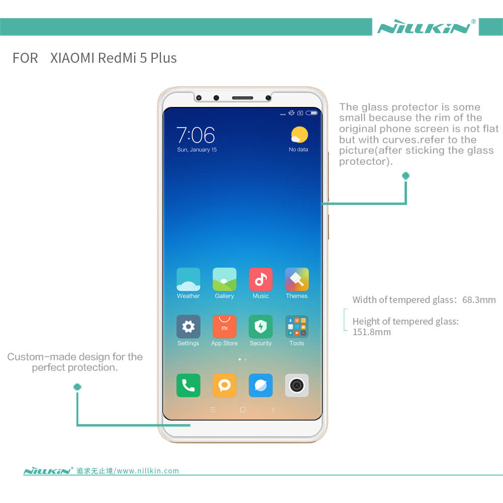 Защитное стекло NILLKIN для Xiaomi Redmi 5 Plus (Xiaomi Redmi Note 5) (индекс H)
