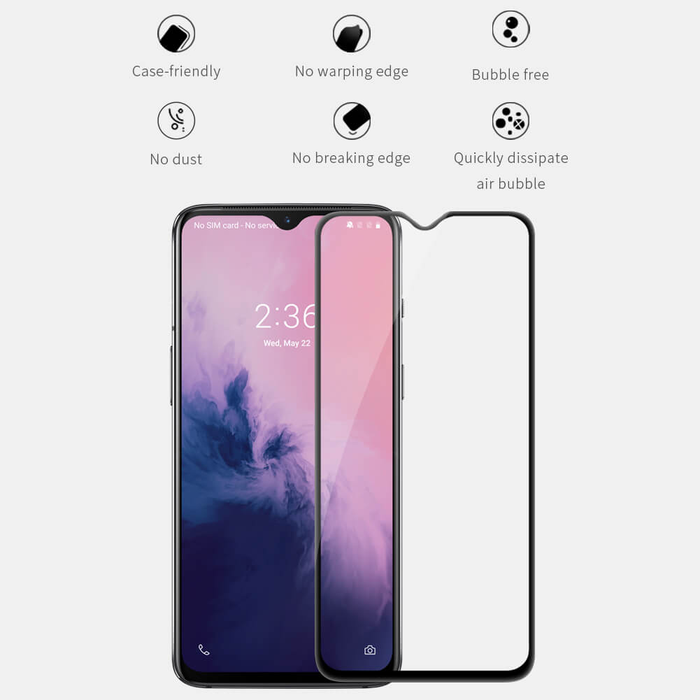 Защитное стекло с кантом NILLKIN для Oneplus 7, Oneplus 6T (A6013) (серия XD CP+ Max)