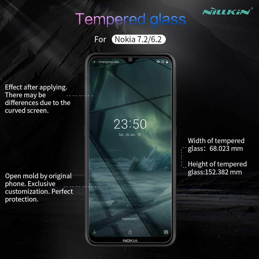 Защитное стекло NILLKIN для Nokia 7.2, Nokia 6.2 (индекс H)