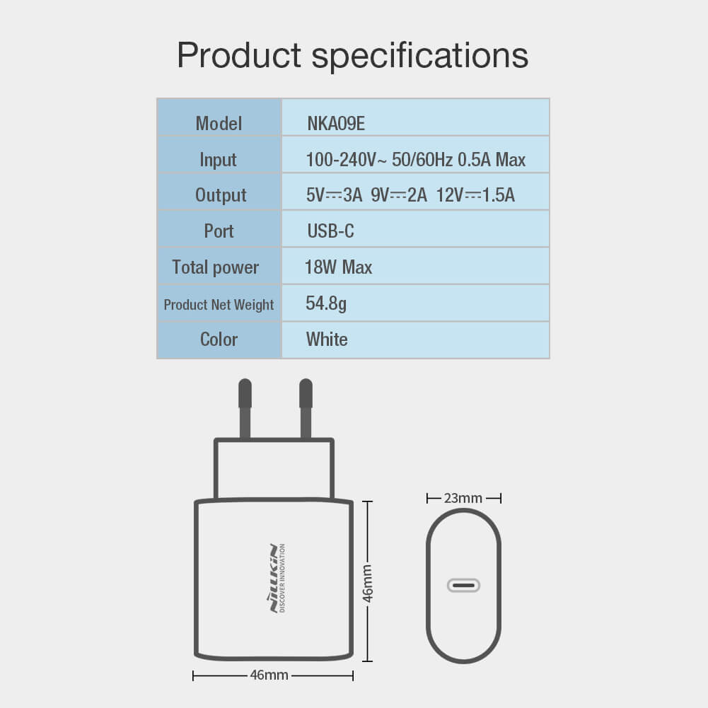 Зарядное устройство NILLKIN Bijou 18W PD Power Adapter (NKA09e)