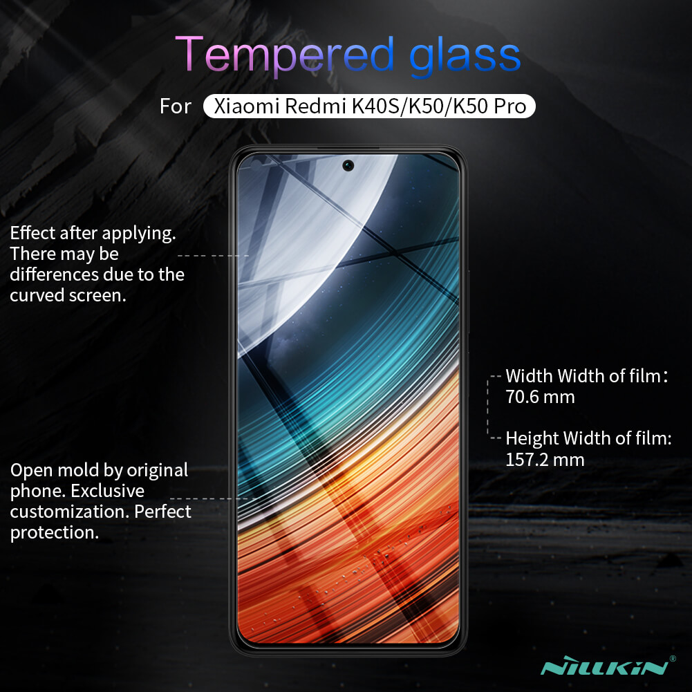 Защитное стекло NILLKIN для Xiaomi Redmi K40S, Xiaomi Poco F4 5G, Redmi K50, Redmi K50 Pro, Redmi K50 Ultra, Xiaomi 12T, 12T Pro (индекс H+ Pro)