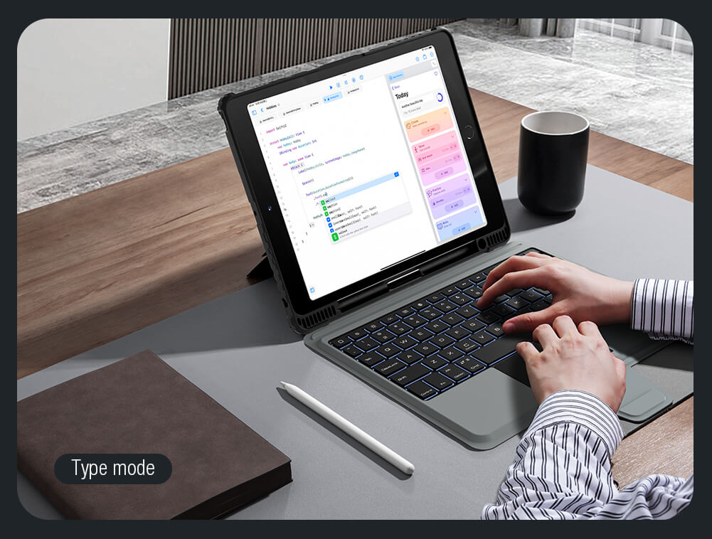 Чехол-книжка с клавиатурой NILLKIN для Apple iPad 10.2 (2019), iPad 10.2 (2020), iPad 10.2 (2021) (серия Bumper Combo Backlit Keyboard Case)