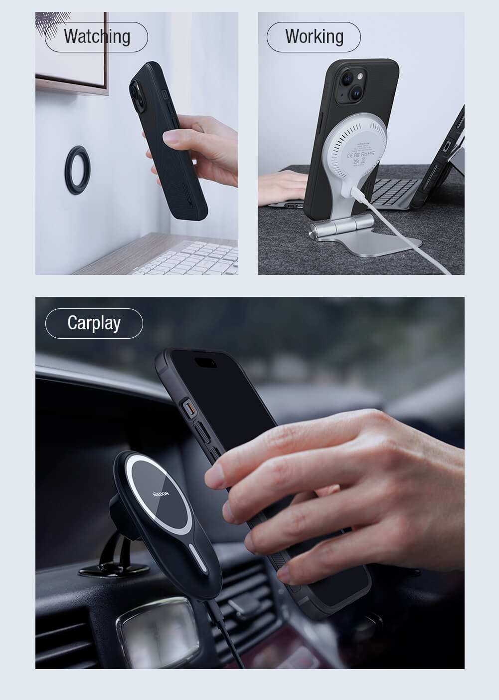 Чехол-крышка NILLKIN для Apple iPhone 15 Plus (iPhone 15+) 6.7 (2023) (серия Frosted shield Pro Magnetic case)