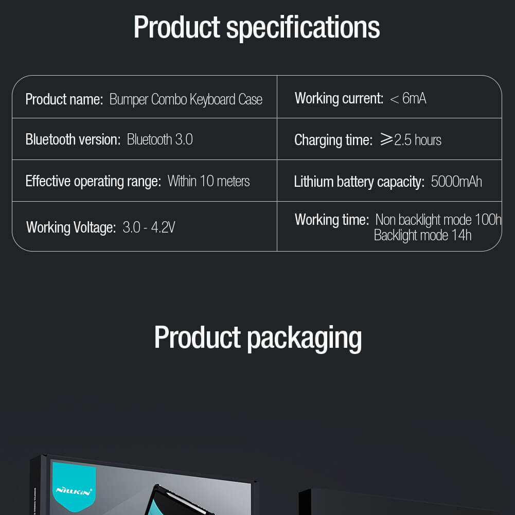 Чехол-книжка с клавиатурой NILLKIN для Samsung Galaxy Tab S9, Tab S9 5G (серия Bumper Combo Backlit Keyboard Case)