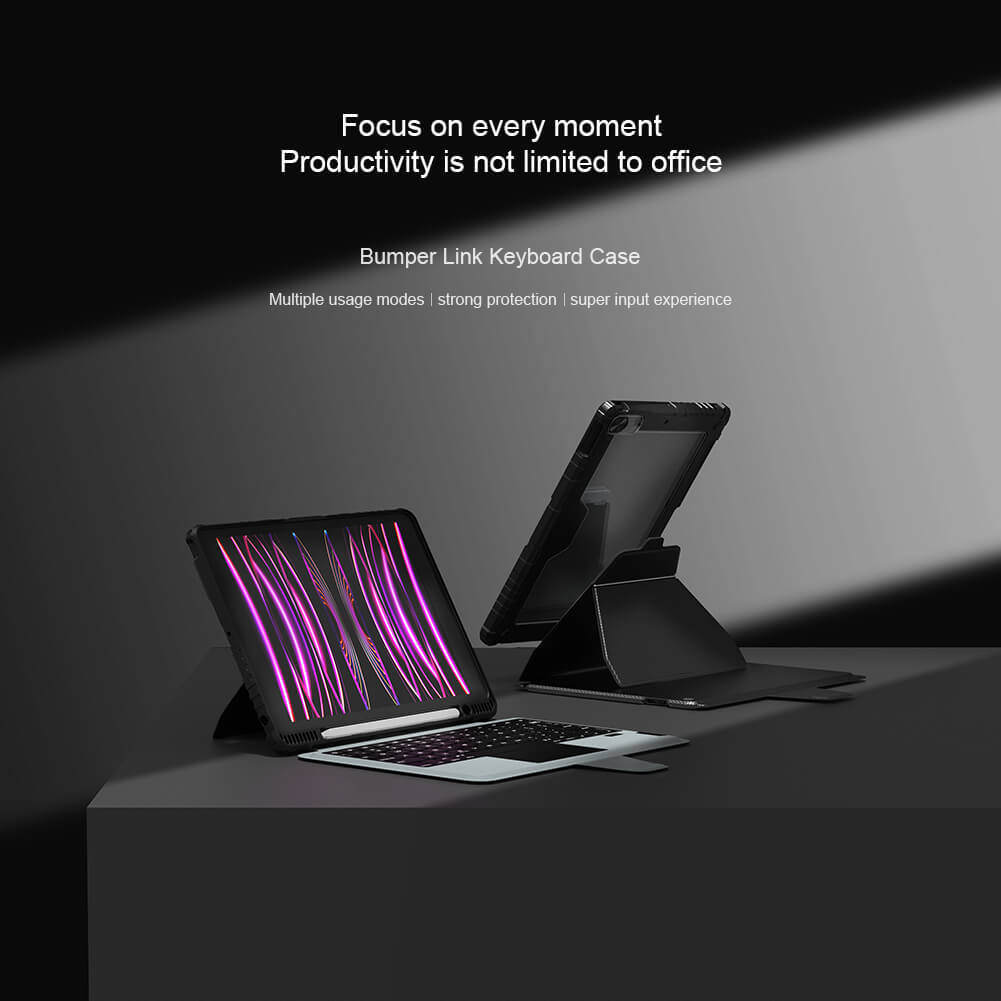 Чехол-книжка с клавиатурой NILLKIN для Apple iPad 10.2 (2019), iPad 10.2 (2020), iPad 10.2 (2021) (серия Bumper Link Backlit Keyboard Case)