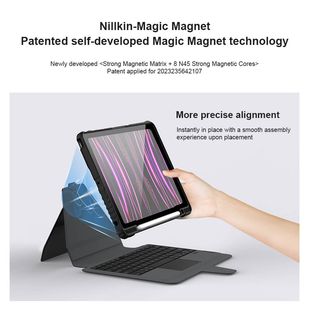 Чехол-книжка с клавиатурой NILLKIN для Apple iPad 10.2 (2019), iPad 10.2 (2020), iPad 10.2 (2021) (серия Bumper Link Backlit Keyboard Case)