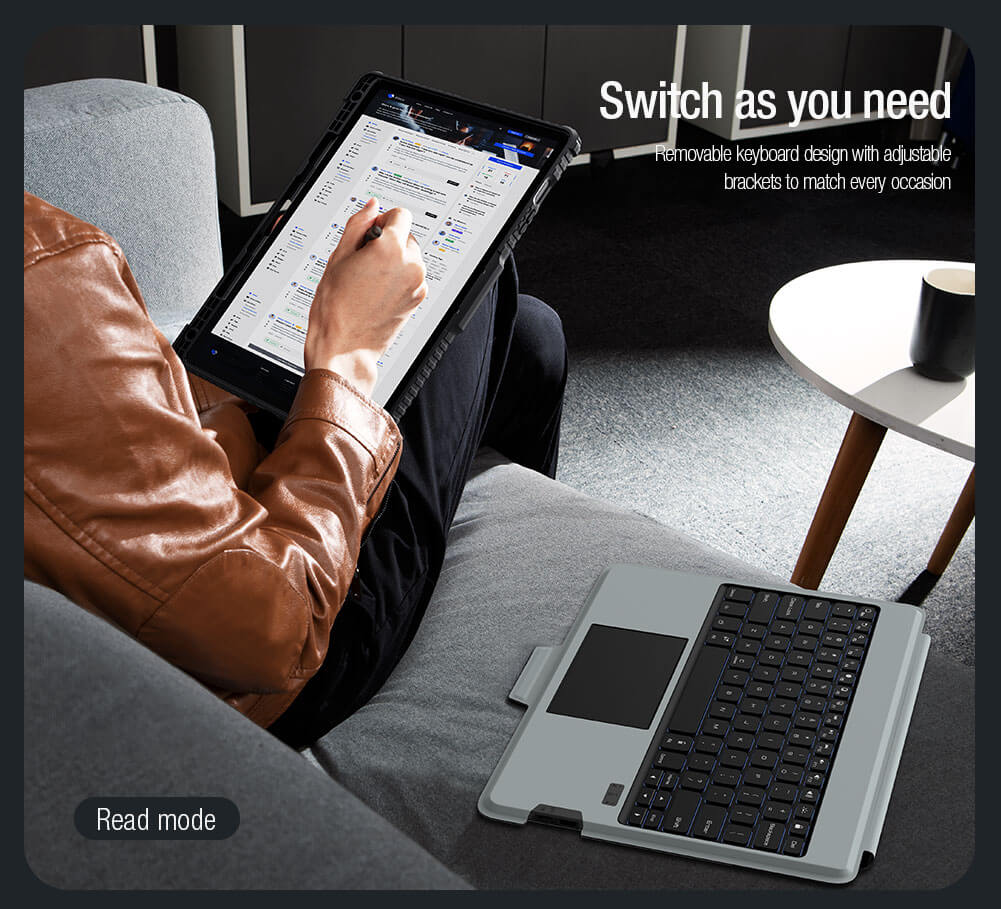 Чехол-книжка с клавиатурой NILLKIN для Samsung Galaxy Tab S9 Fan Edition Plus (S9 FE+) (серия Bumper Combo Backlit Keyboard Case)