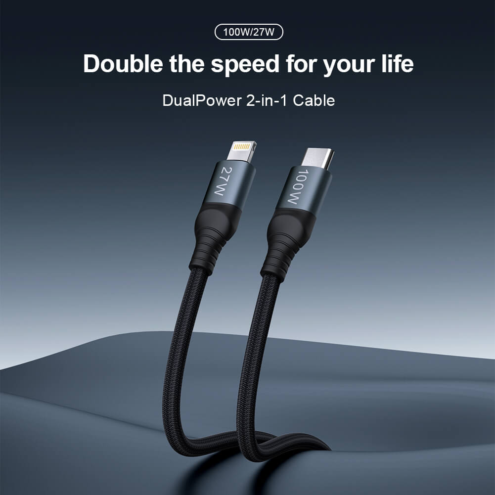 Кабель Nillkin DualPower 2-in-1 cable Type-C to Type-C 100w & Lightning 27w