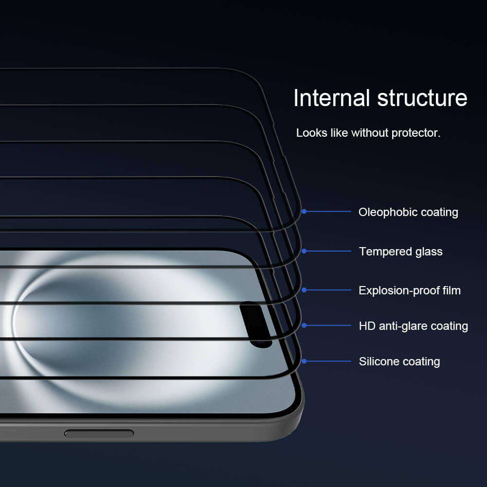 Защитное стекло с кантом NILLKIN для Apple iPhone 16 (2024) (серия 3D CP+ Max)