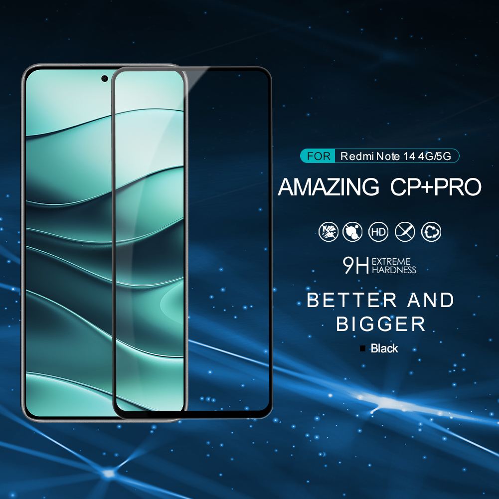 Защитное стекло с кантом NILLKIN для Xiaomi Redmi Note 14 5G (Global), Redmi Note 14 4G (Chinese version and Indian version, all compatible) (серия CP+ Pro)