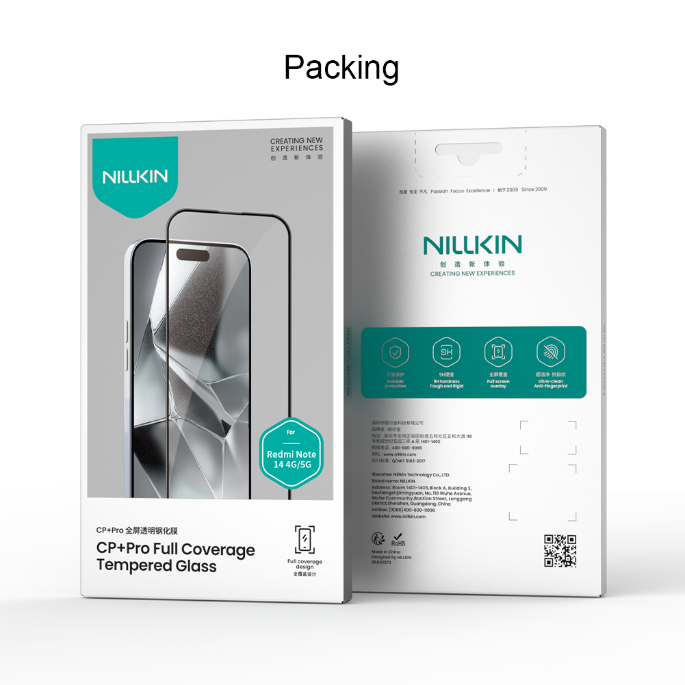 Защитное стекло с кантом NILLKIN для Xiaomi Redmi Note 14 5G (Global), Redmi Note 14 4G (Chinese version and Indian version, all compatible) (серия CP+ Pro)