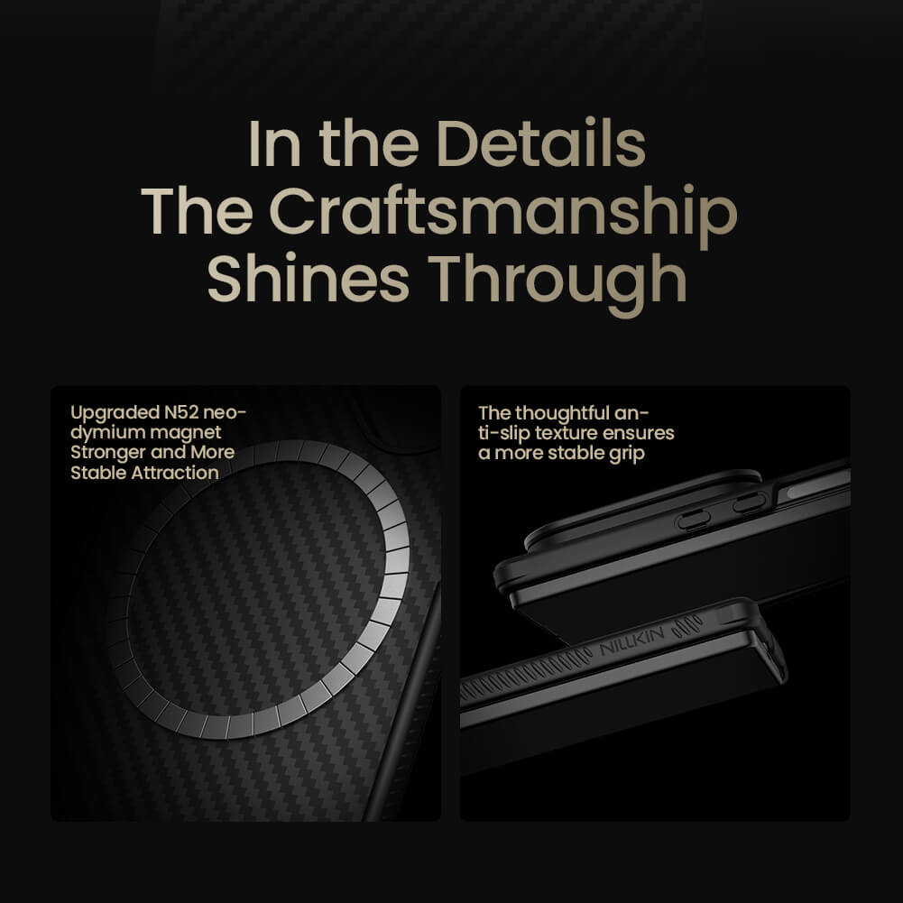 Чехол-крышка NILLKIN для Samsung Galaxy Z Fold7 (Fold 7 5G), Samsung W26 (серия CarboProp Magnetic MagSafe Aramid fiber Fine Hole version)