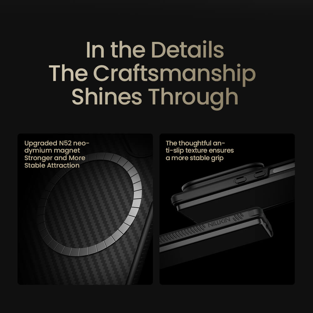 Чехол-крышка NILLKIN для Samsung Galaxy Z Fold7 (Fold 7 5G), Samsung W26 (серия CarboProp Magnetic MagSafe Aramid fiber Fine Hole PEN version)