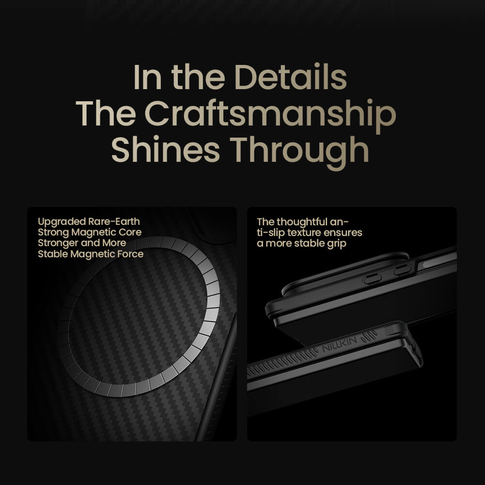 Чехол-крышка NILLKIN для Samsung Galaxy Z Fold7 (Fold 7 5G), Samsung W26 (серия CarboProp Magnetic MagSafe Aramid fiber Black Mirror Cover PEN version)
