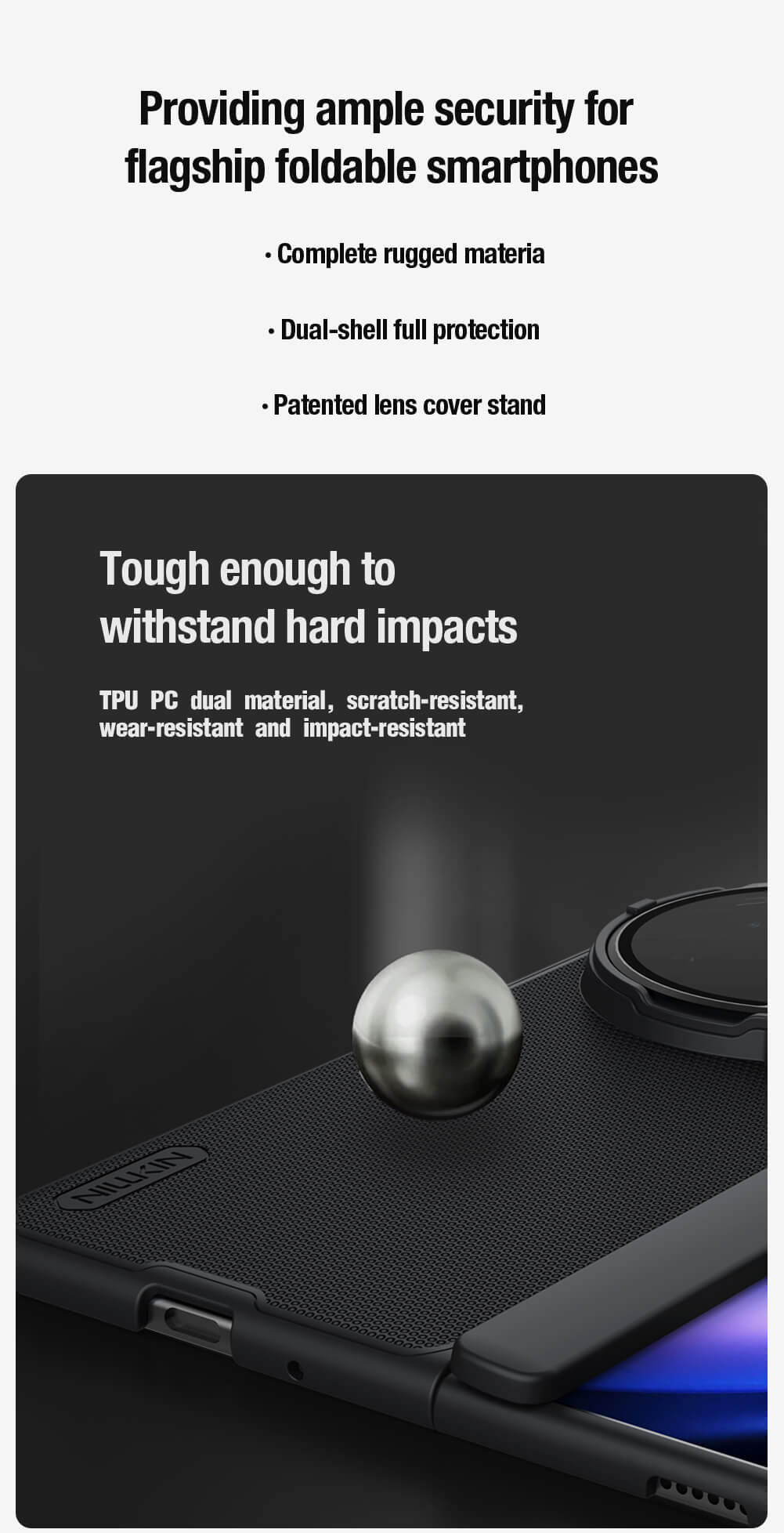 Чехол-крышка NILLKIN для Vivo X Fold 5 (Vivo X Fold5) (серия Frosted shield Prop Magnetic (Transparent Lens Guard Version))