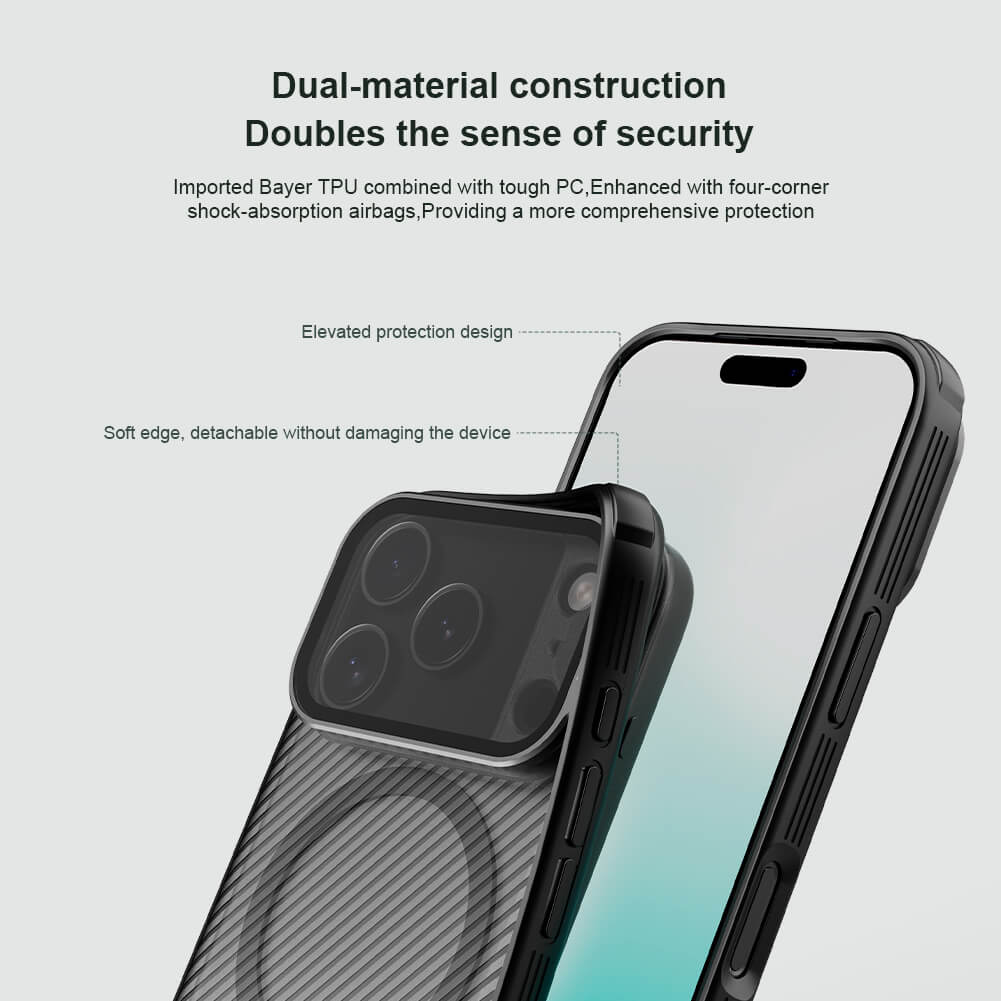 Чехол-крышка NILLKIN для Apple iPhone 17 Pro 6.3 (2025) (серия Camshield Prop Magnetic (Transparent Lens Guard Edition))