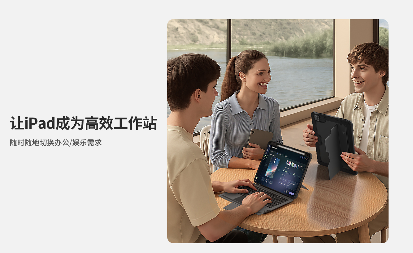 Чехол-книжка с клавиатурой NILLKIN для Apple iPad Air 11 M3 (2025), iPad Air 11 (2024), iPad Air 5, iPad Air 4, iPad Pro 11 (2020, 2021, 2022) (серия Bumper Combo Backlit Keyboard Case)