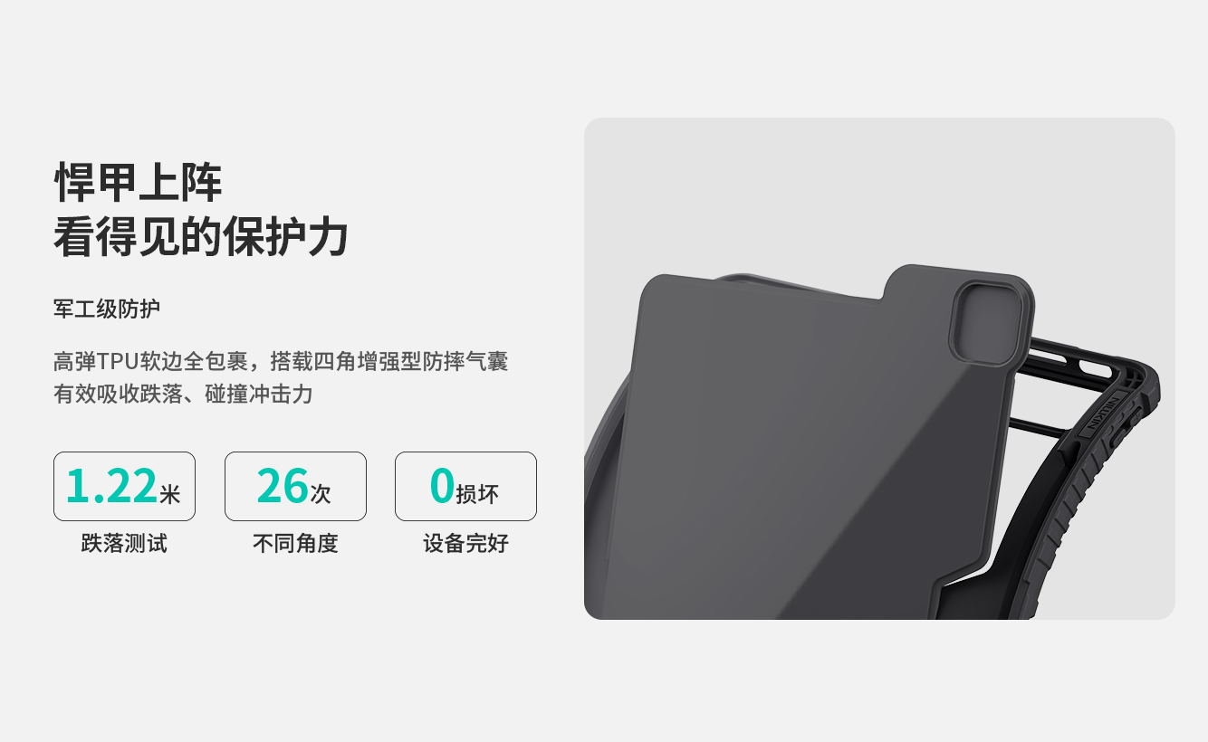 Чехол-книжка с клавиатурой NILLKIN для Apple iPad Air 11 M3 (2025), iPad Air 11 (2024), iPad Air 5, iPad Air 4, iPad Pro 11 (2020, 2021, 2022) (серия Bumper Combo Backlit Keyboard Case)